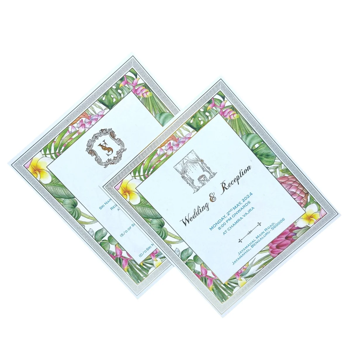 Sky Blue Premium Invitation In Floral Laser Cut Design-KNKYP002 - Image 5