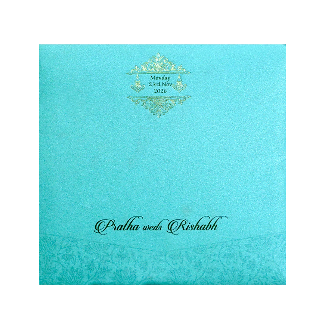 Sky Blue Tassel Envelope Wedding Card-KPR06180 - Image 4