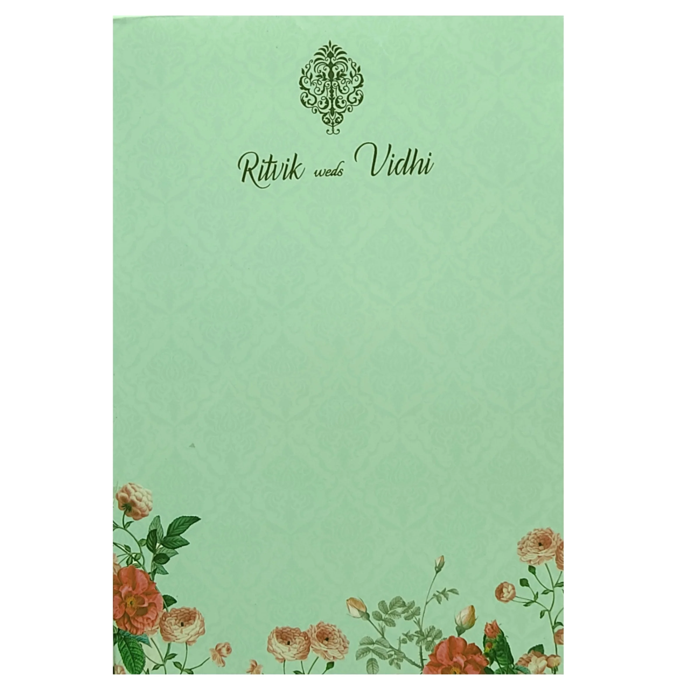 Soft Green Floral Invitation Card-KRC29780 - Image 4