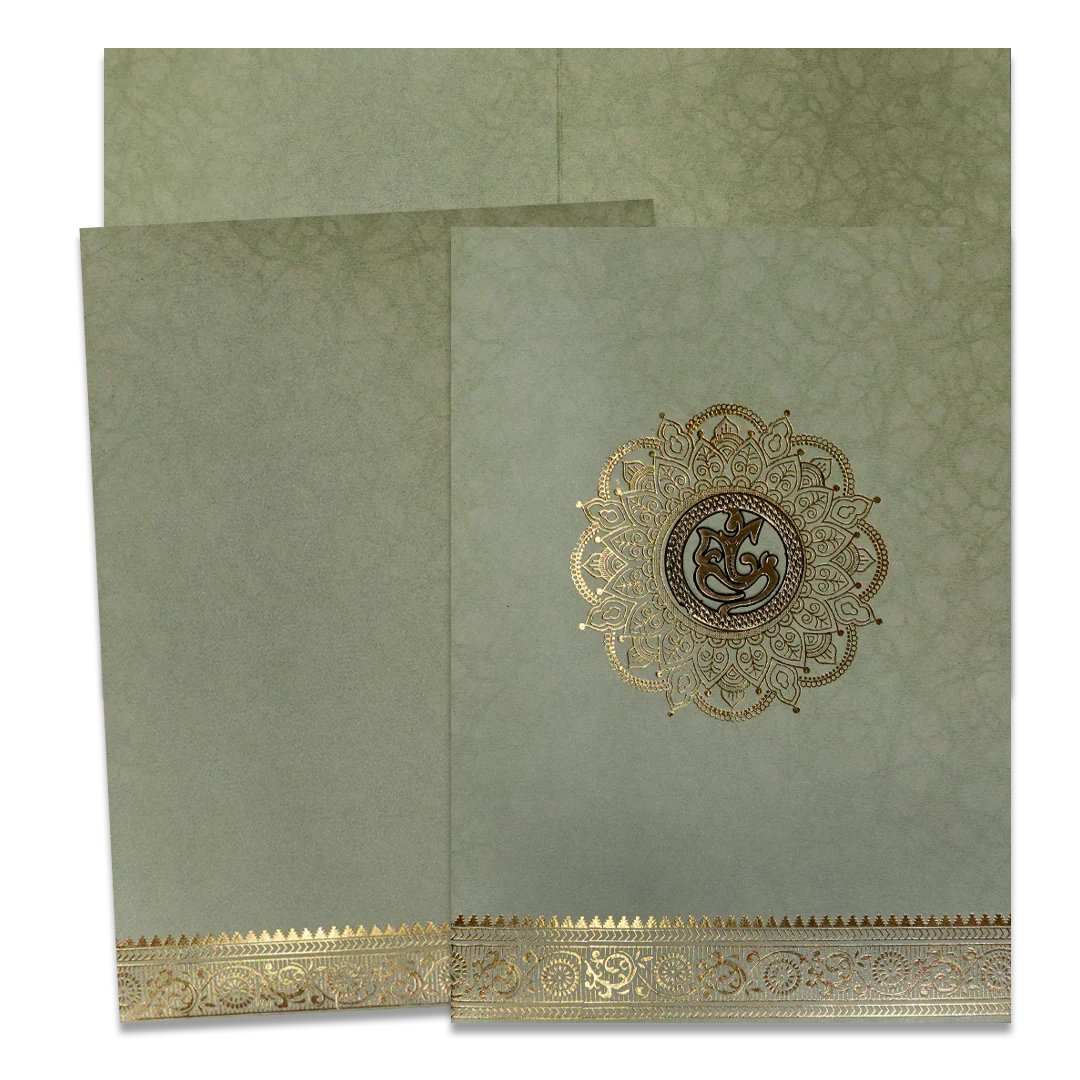 Soft Green Floral Mandala Wedding Card-KNKR026GL