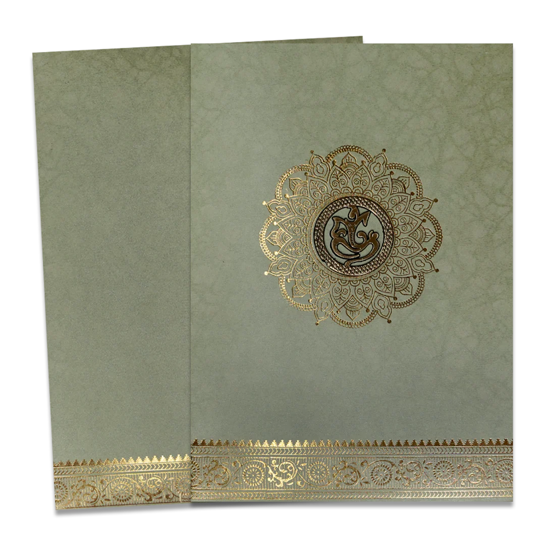 Soft Green Floral Mandala Wedding Card-KNKR026GL - Image 2
