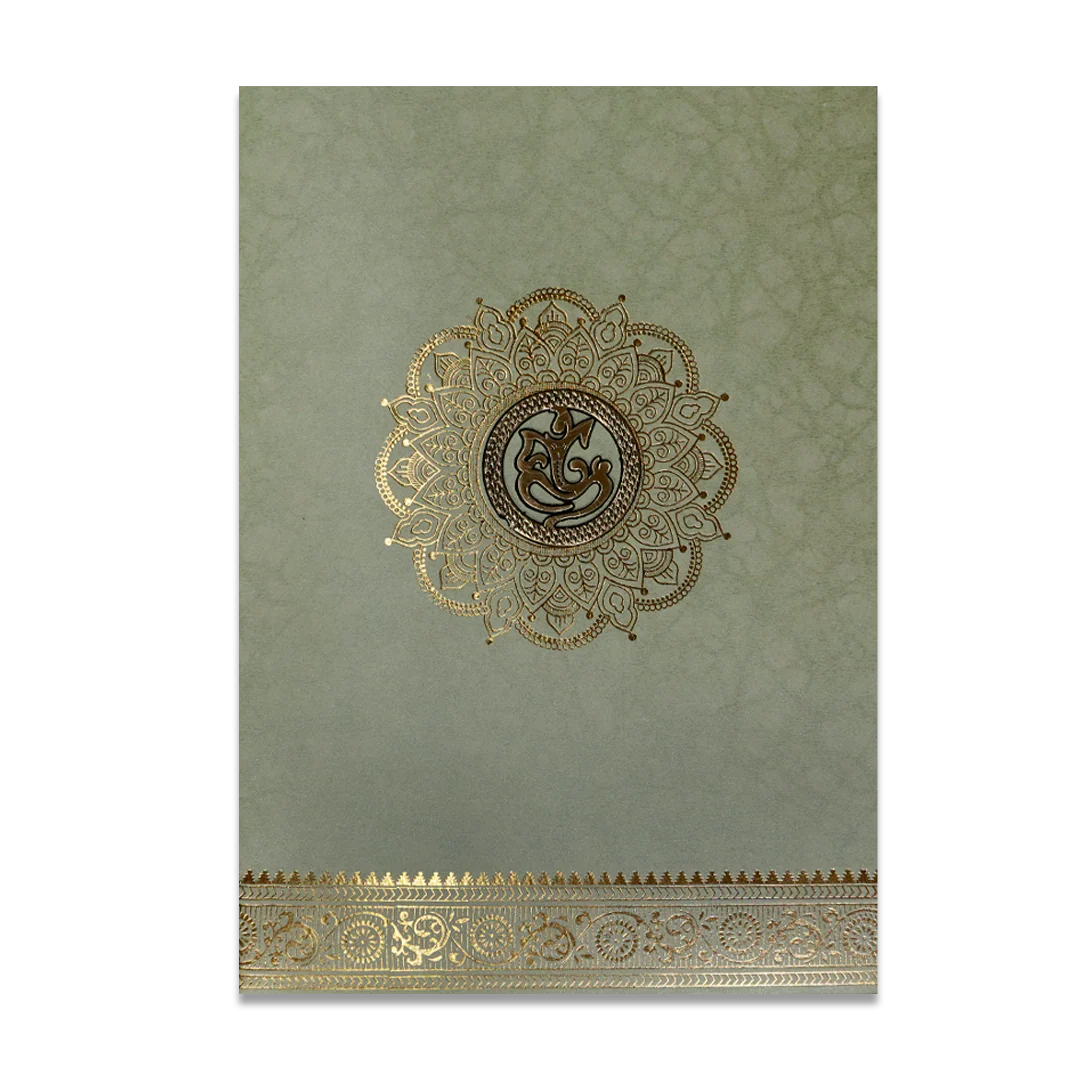 Soft Green Floral Mandala Wedding Card-KNKR026GL - Image 3