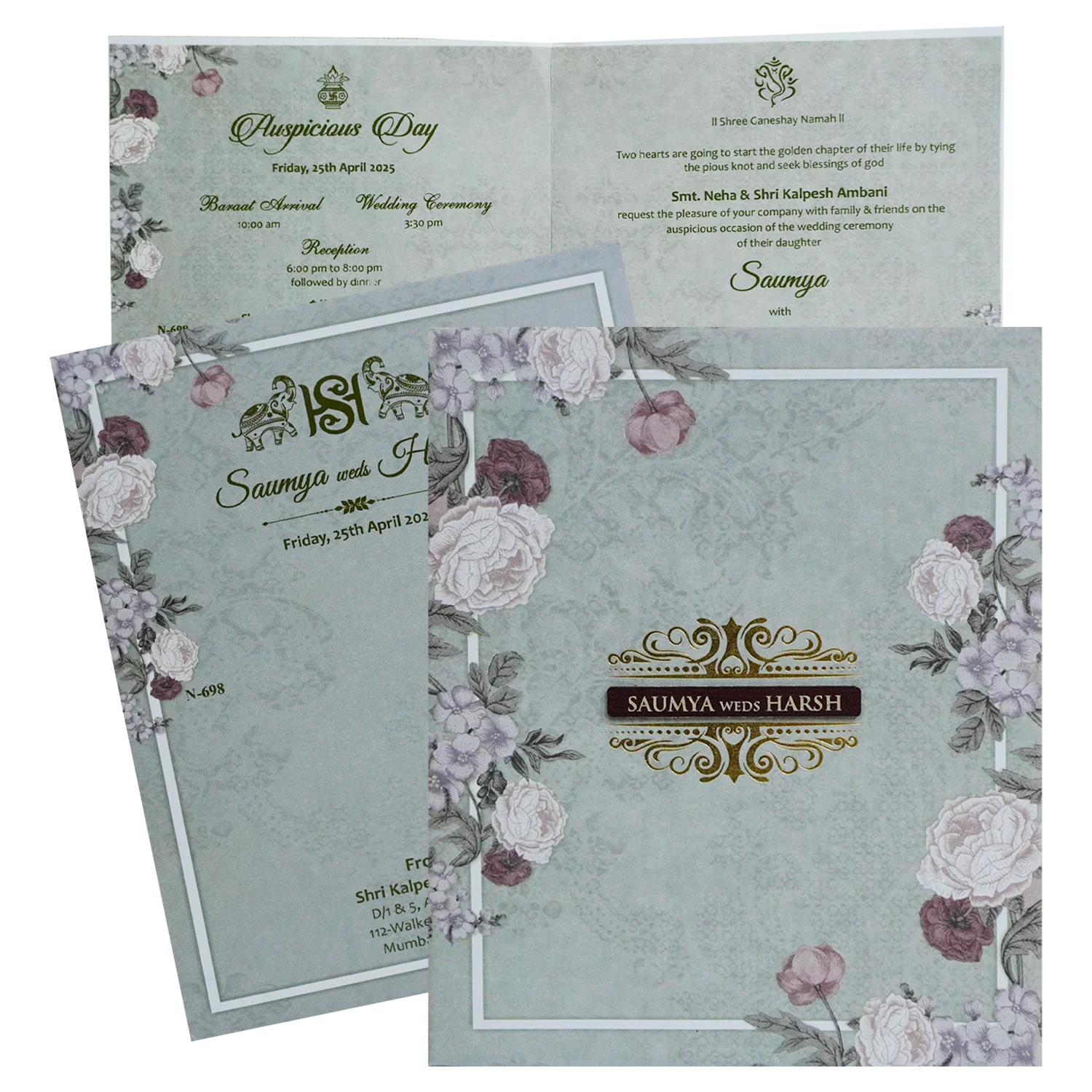 Soft Green Marriage Invitation-KVN06980