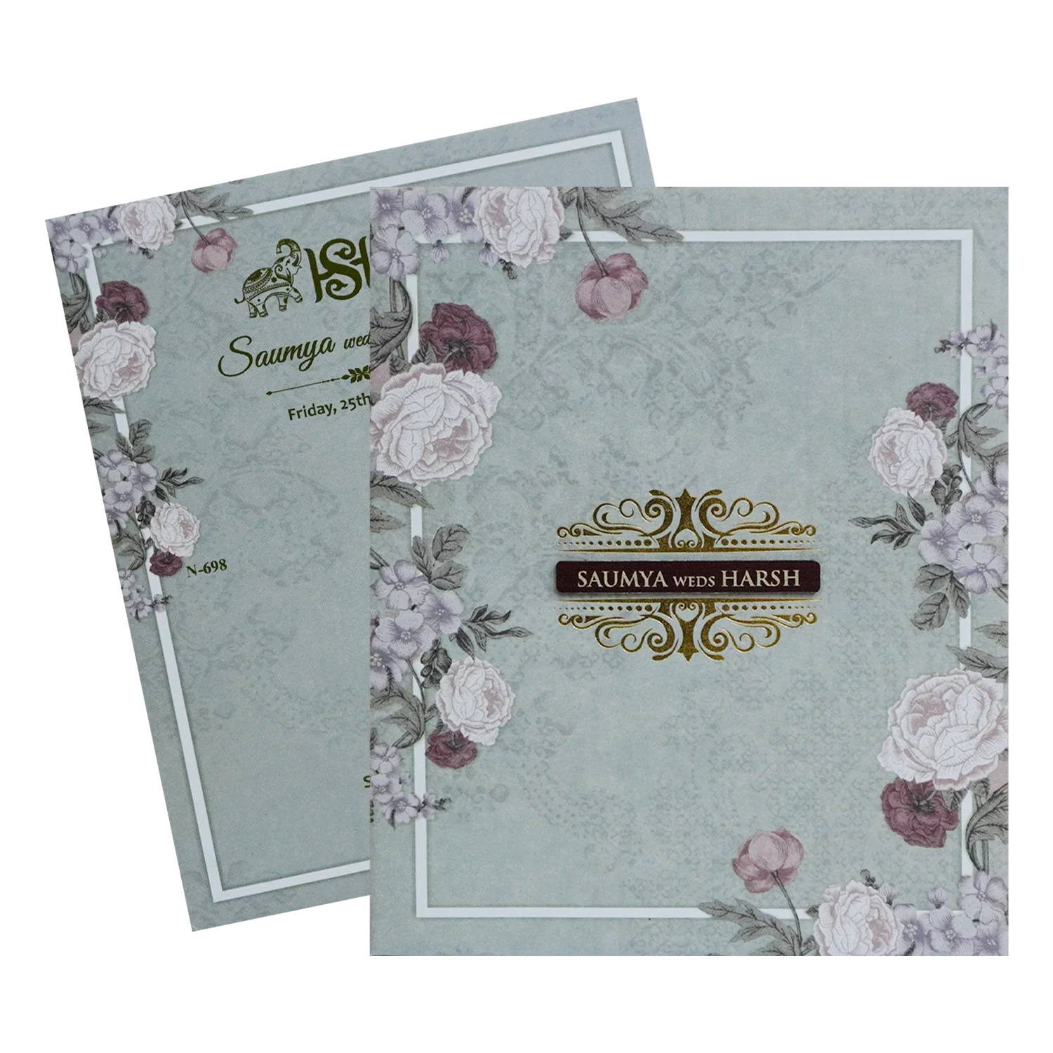 Soft Green Marriage Invitation-KVN06980 - Image 2