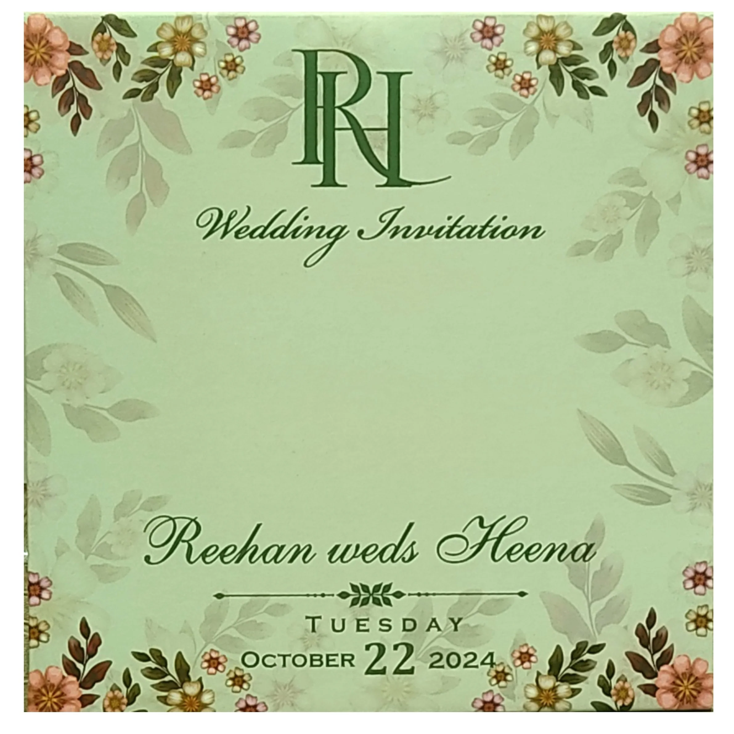 Soft Green MDF Invitation Card-KVN06450 - Image 4