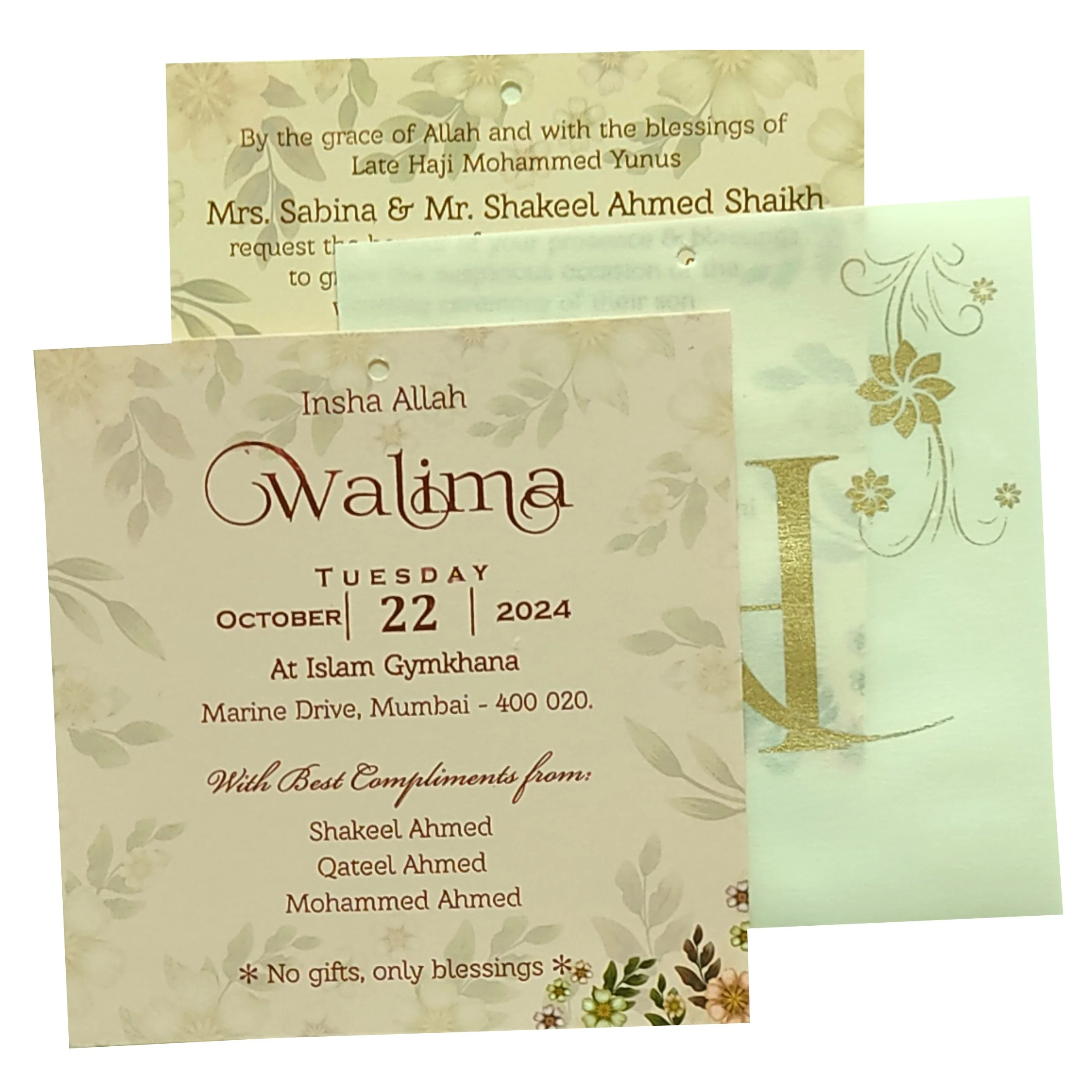 Soft Green MDF Invitation Card-KVN06450 - Image 5