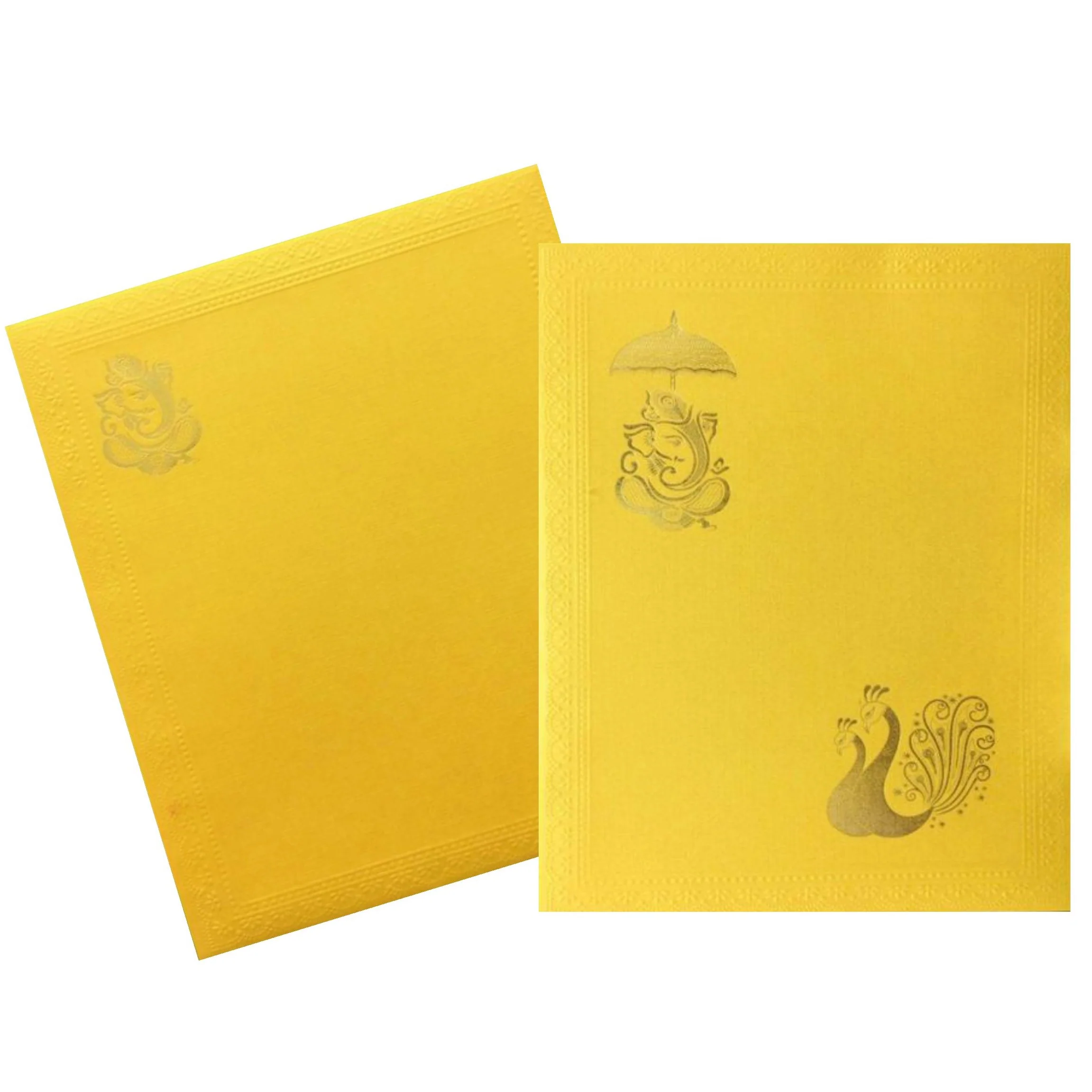 Sparkling Gold Color Ganesha Wedding Card-KNK50060 - Image 2