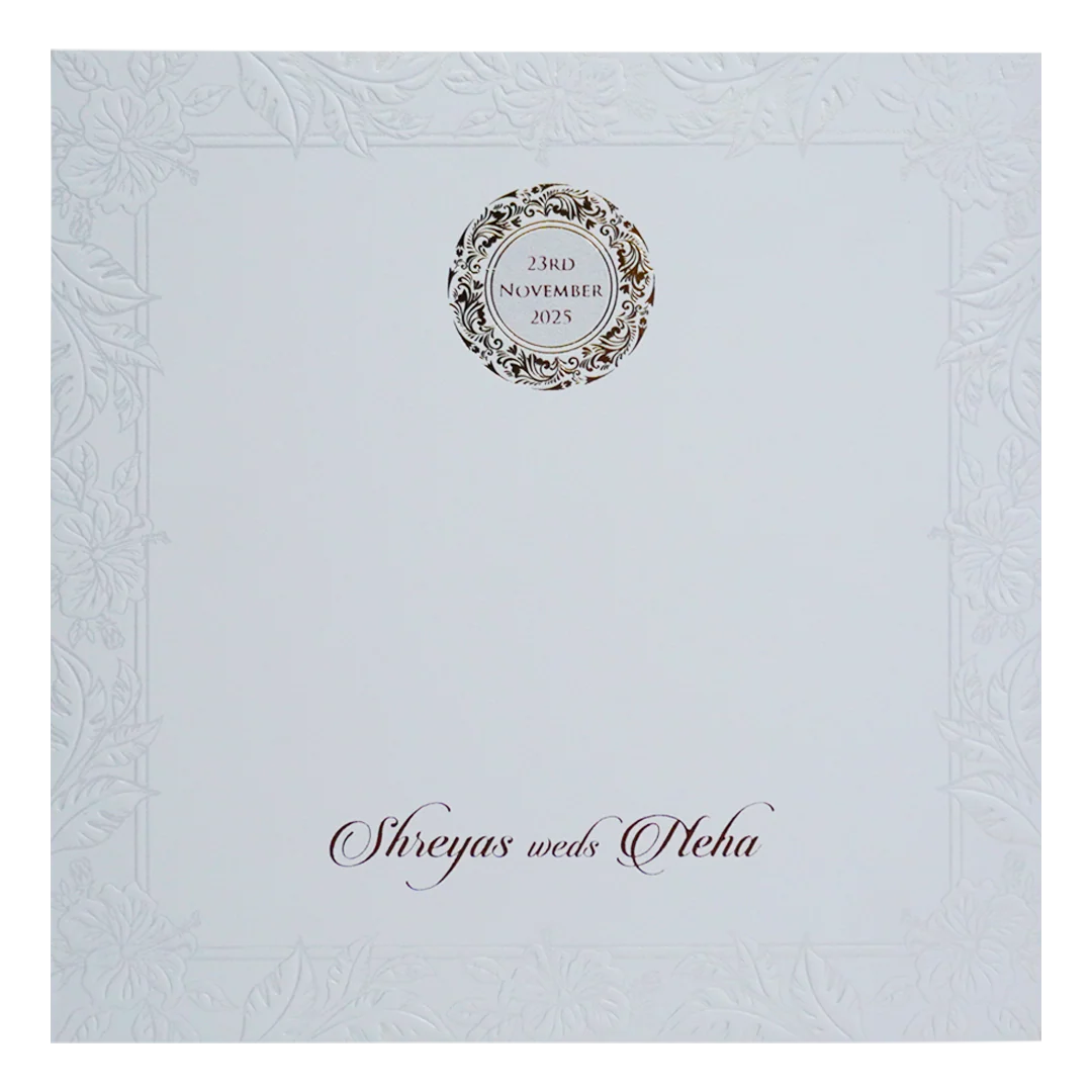 White Embossed Leaf Box Invitation Card-KPR05010 - Image 4
