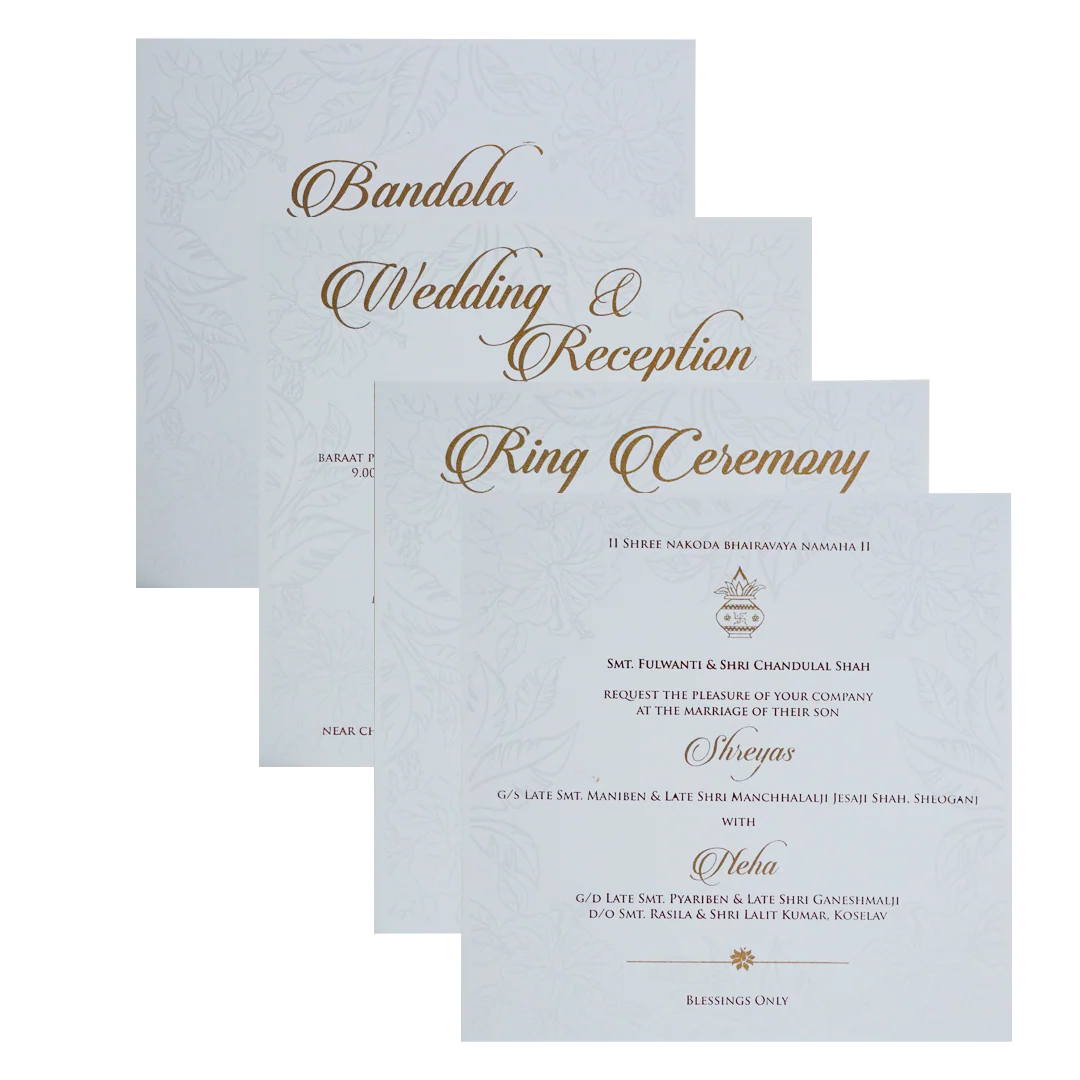 White Embossed Leaf Box Invitation Card-KPR05010 - Image 5