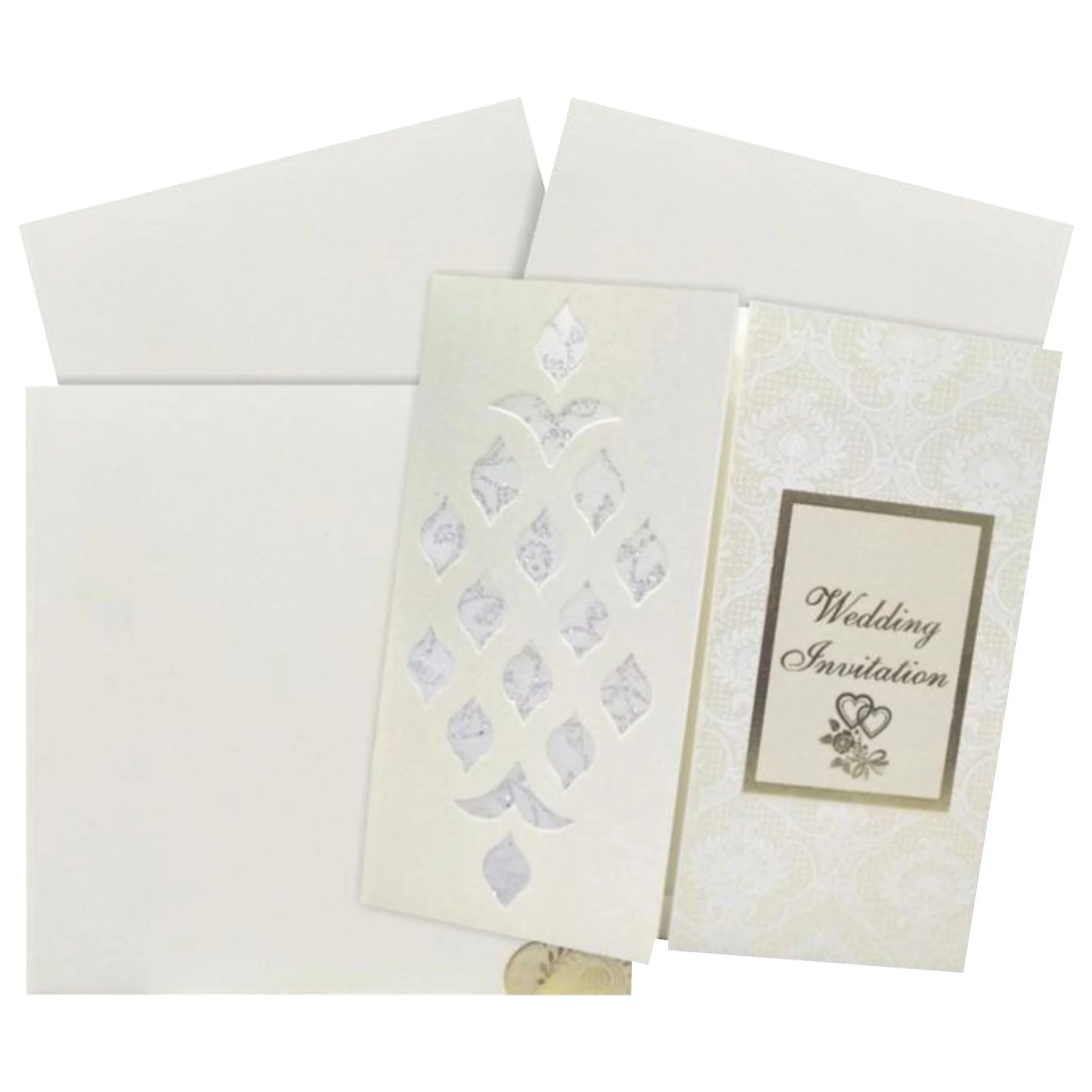 Grey Die Cut Invitation Card With White Wolly-KNRP43421