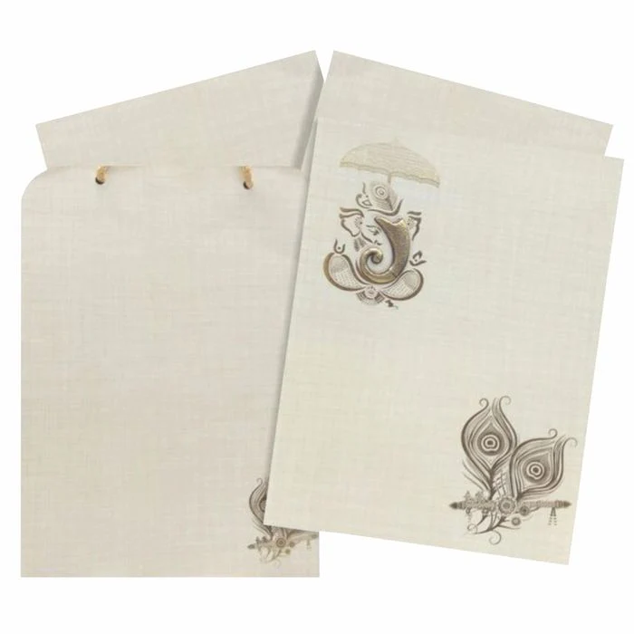 Grey Peacock Feather invitation Card-KNCA205G