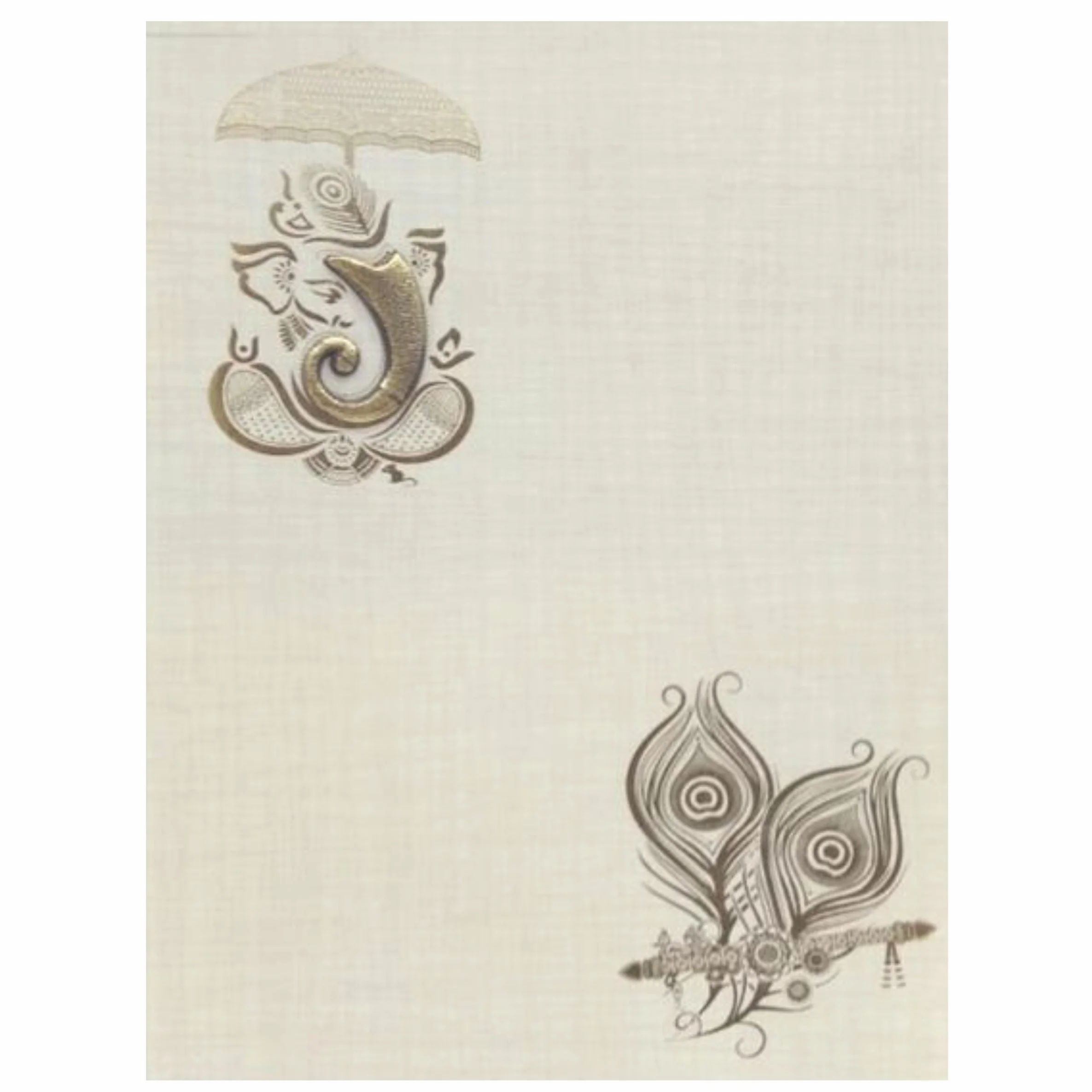 Grey Peacock Feather invitation Card-KNCA205G - Image 3