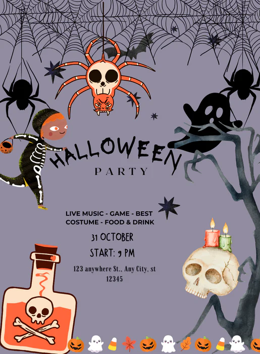 Spider-Infested Holloween Invitation-AAHOO019 - Image 2