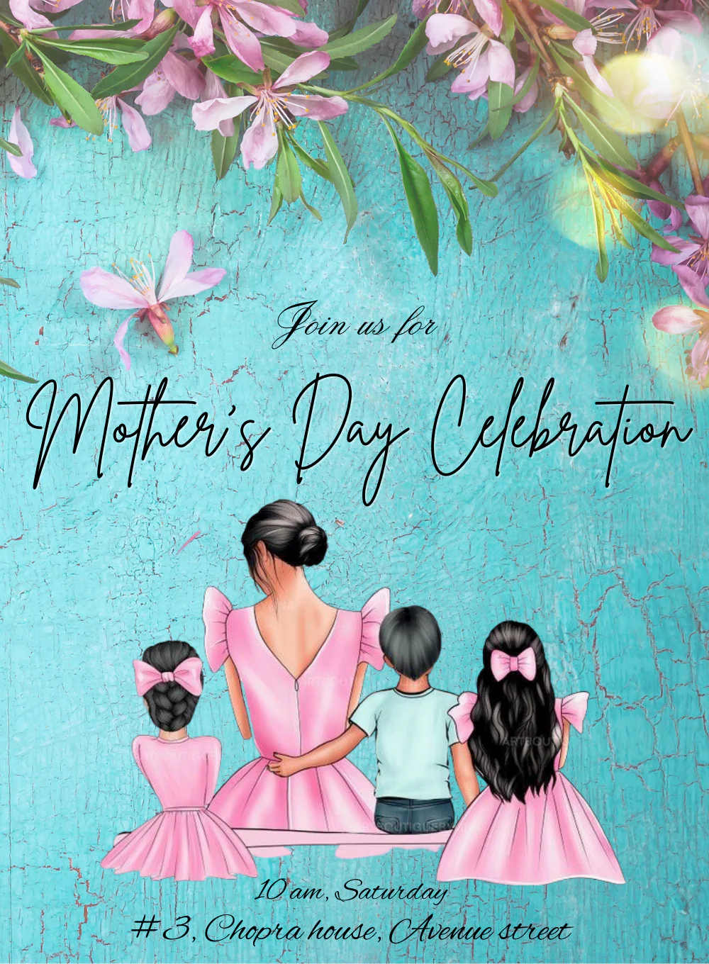 Sprinkled Lavender Mother's day Invitation-AAMOT002 - Image 2
