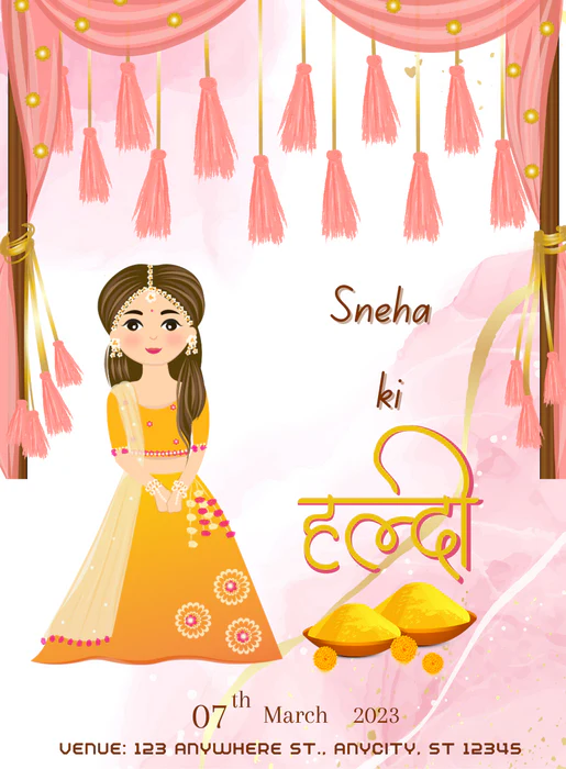 Sun-Kissed Haldi Cremony Invitation-AAHCI025 - Image 2