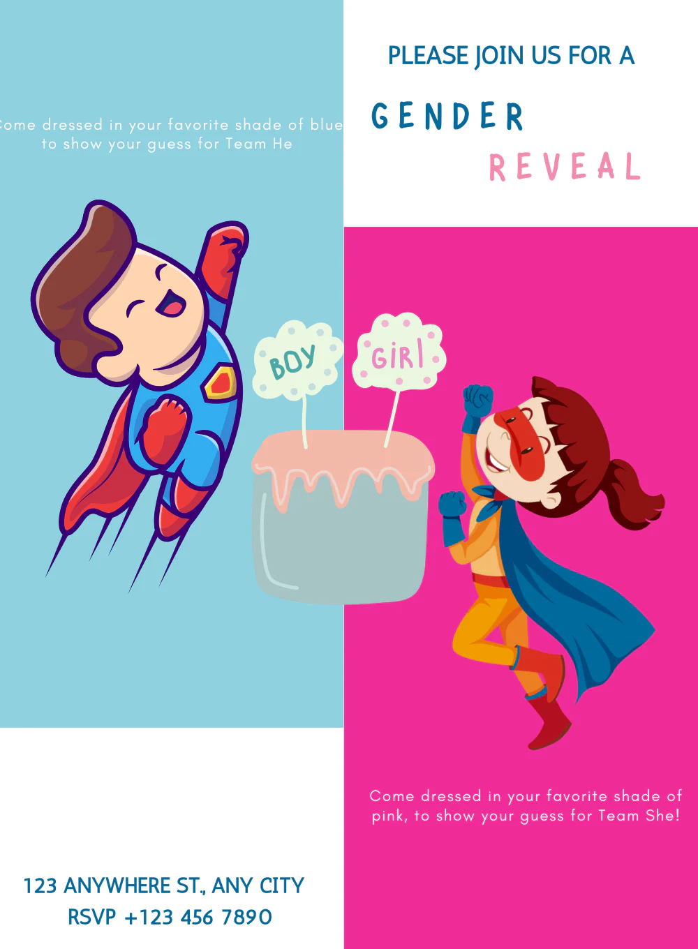 Superhero Gender Reveal Invitation-AAGRI017