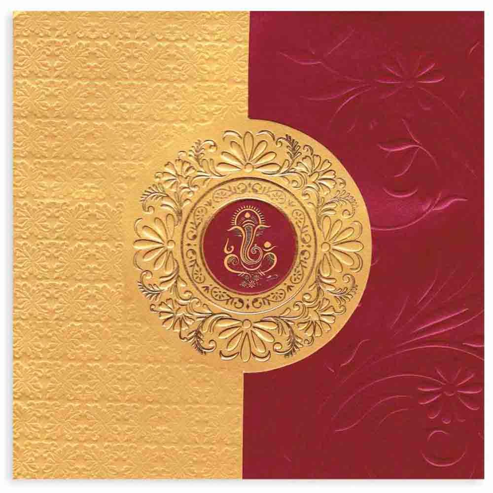 Unique Door Type maroon Shading Personal Wedding Card - KNK3817 - Small (Personal Card) - Image 3