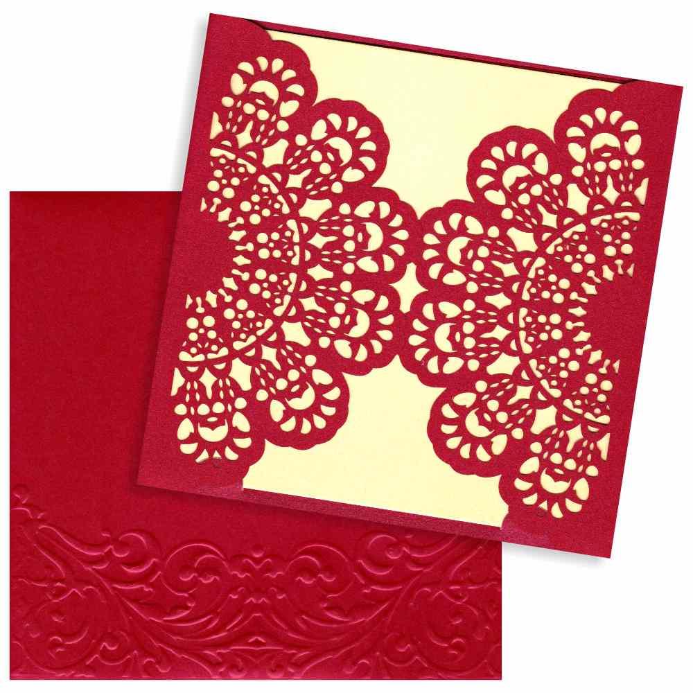 Unique Door Type Opening With Red Shading Laser Cut Wedding Card - KRM06310 - Image 2