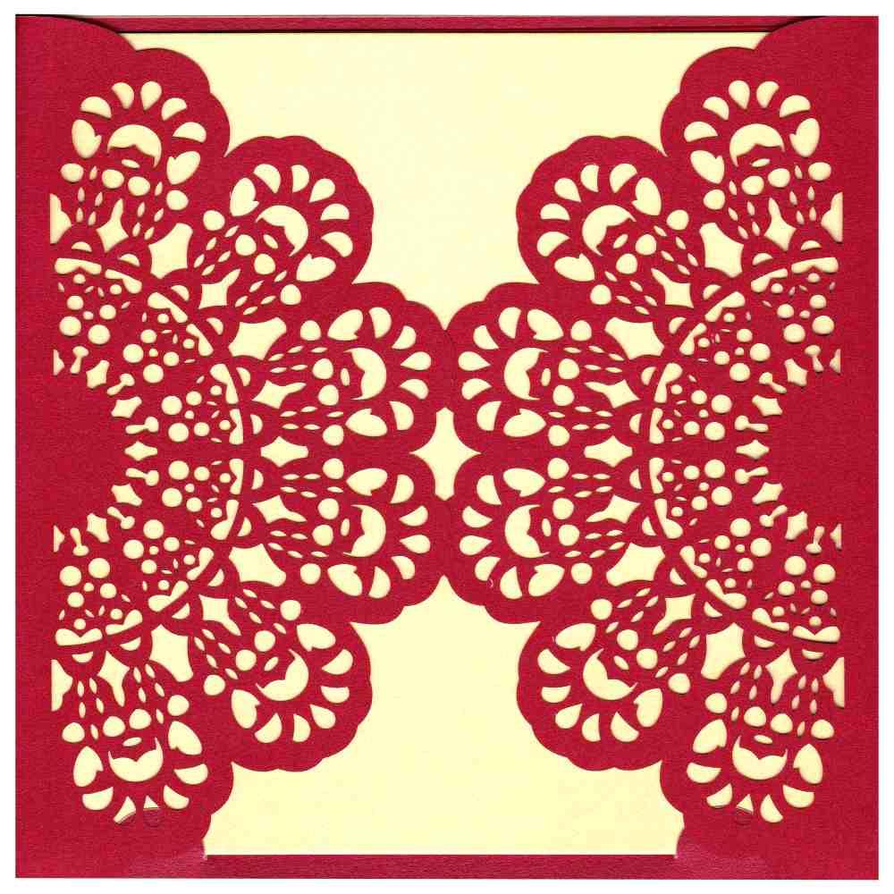 Unique Door Type Opening With Red Shading Laser Cut Wedding Card - KRM06310 - Image 3