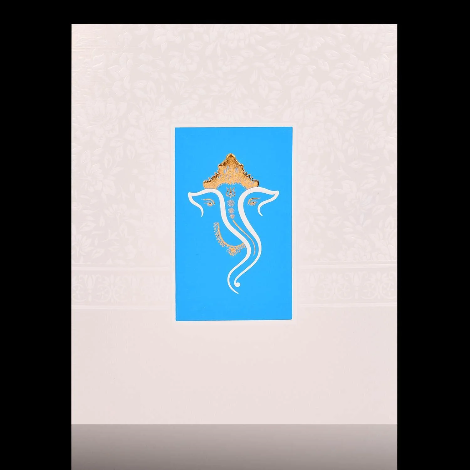 Unique Ganesha Design With Blue Back Drop Wedding Card - KNK4754 - Image 3