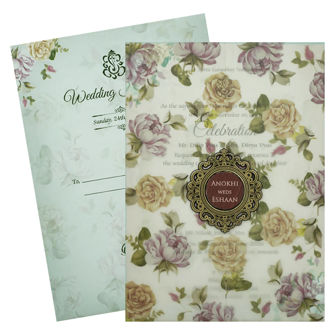 Vellum Floral Wedding Card-KJTS3634 - Image 2