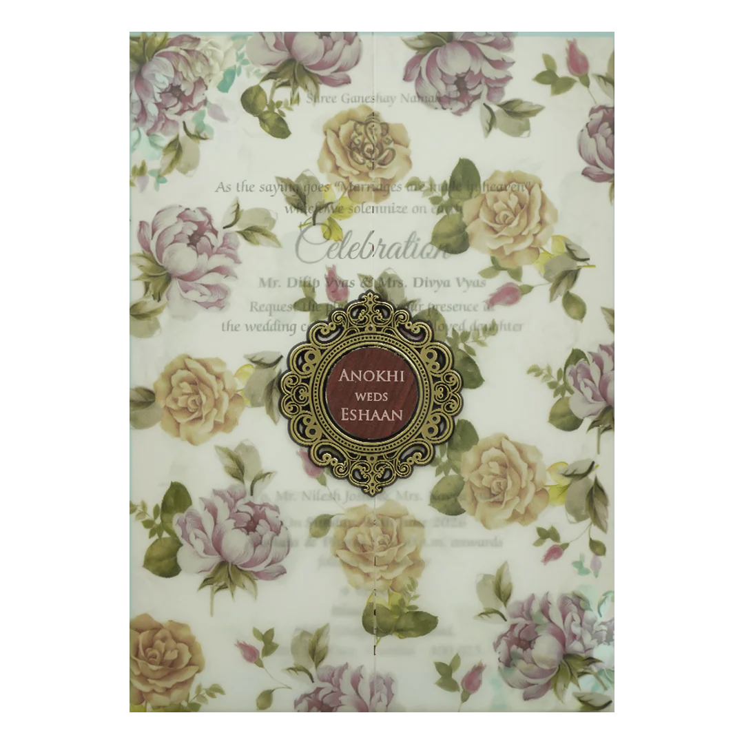 Vellum Floral Wedding Card-KJTS3634 - Image 3