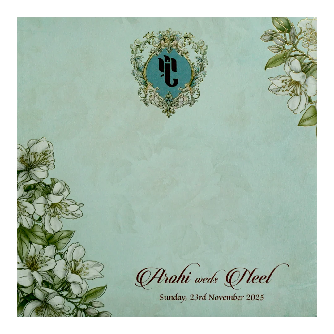 Very Light Green Floral Wedding Card-KPR09870 - Image 4