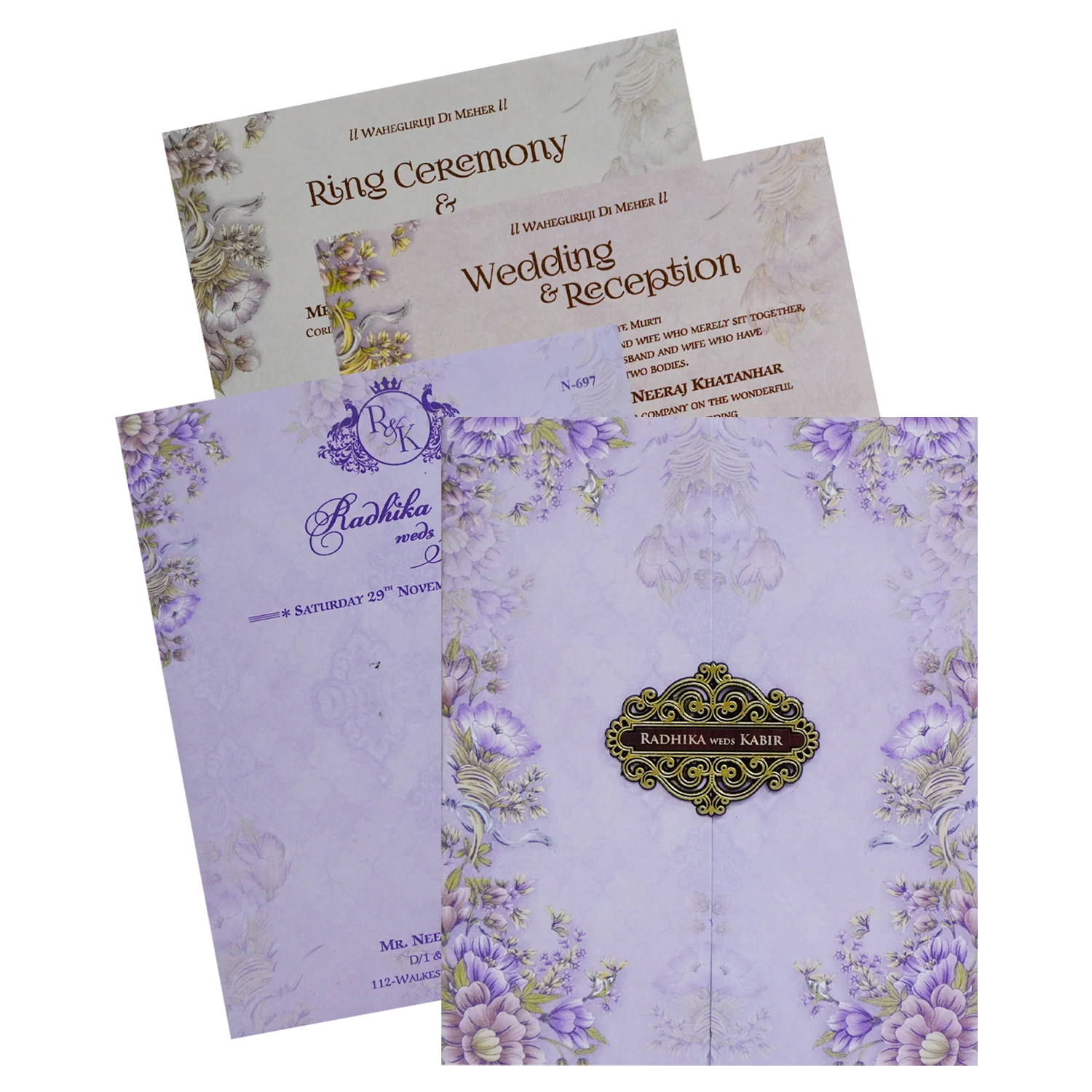 Very Light Purple Wedding Card-KVN06970