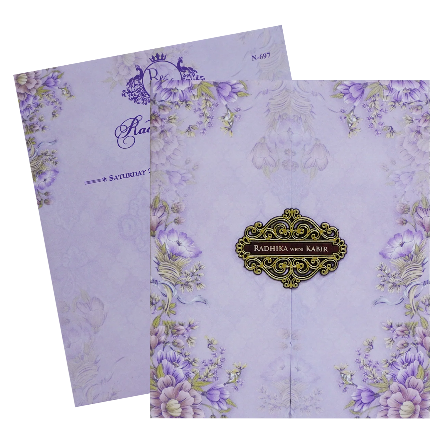 Very Light Purple Wedding Card-KVN06970 - Image 2