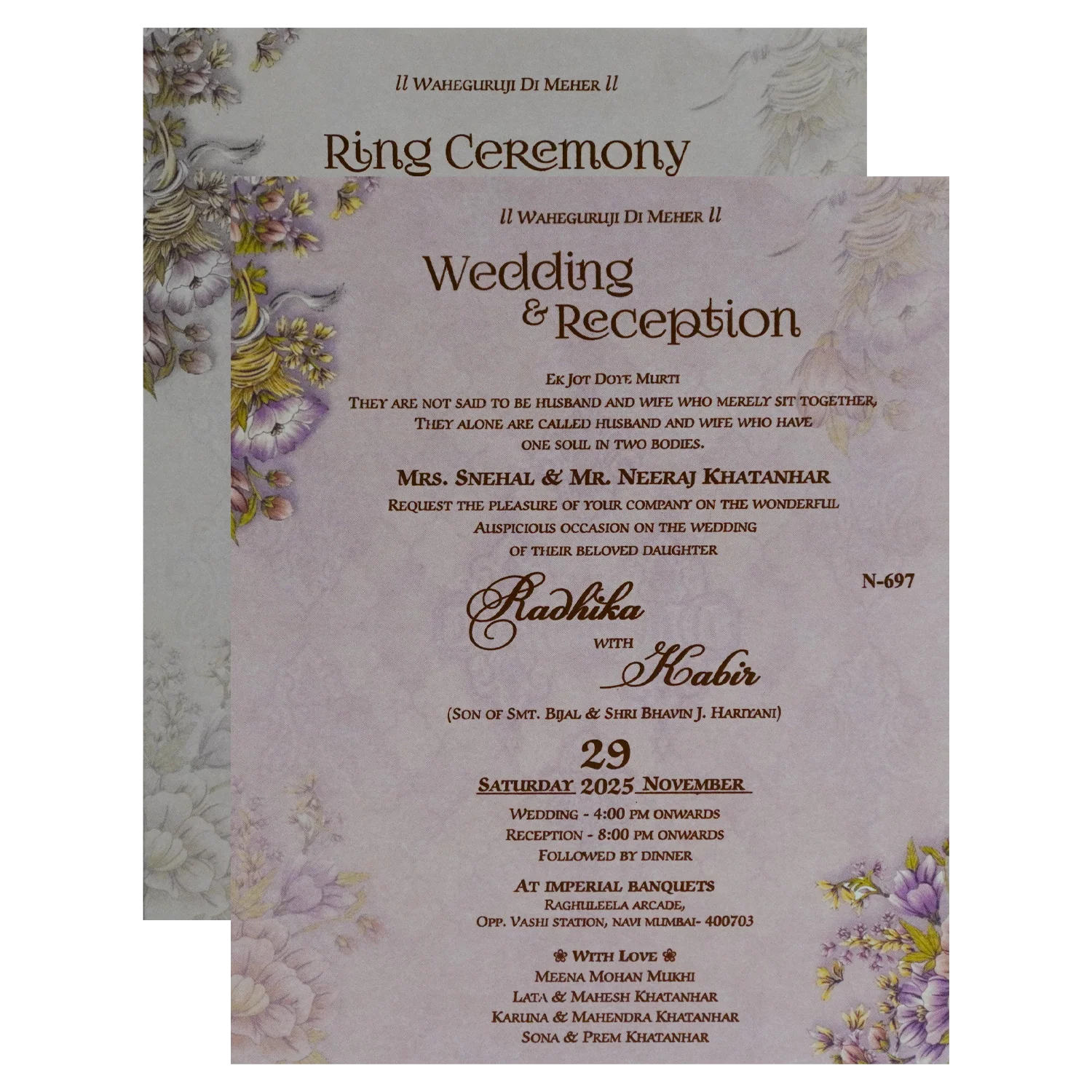 Very Light Purple Wedding Card-KVN06970 - Image 5