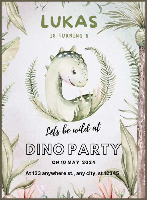 Vibrant Bash Dinosaur Invitation-AADII010 - Image 2