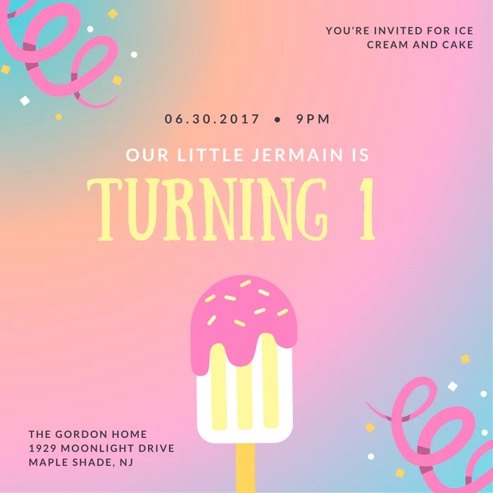 Vibrant Ice Cream Cake & Sweets Invitation-AACAS001 - Image 2