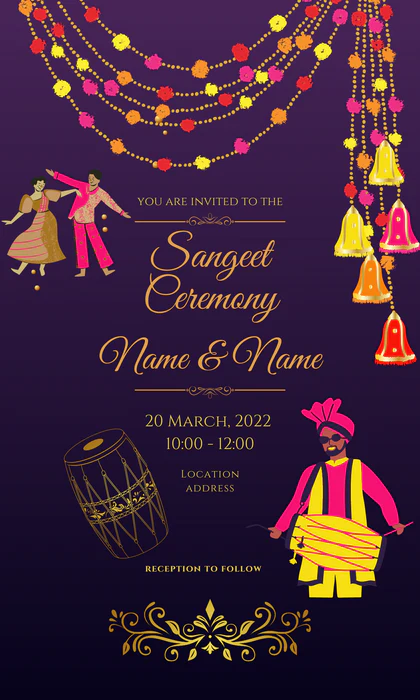 Violet Dhol Sangeet Invitation-AASAN003 - Image 2