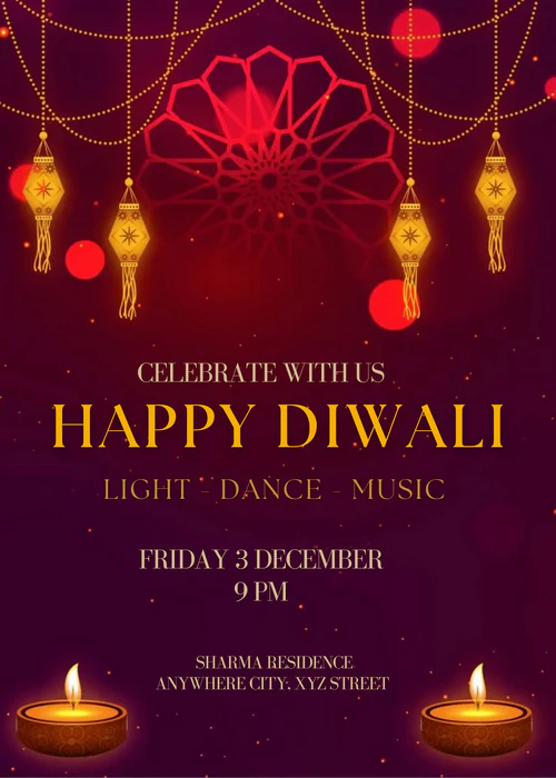 Violet Diya Diwali Invitation-AADWI001 - Image 2