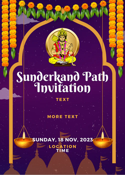 Violet Diya Floral Sunderkand Path Invitation-AASPI004 - Image 2