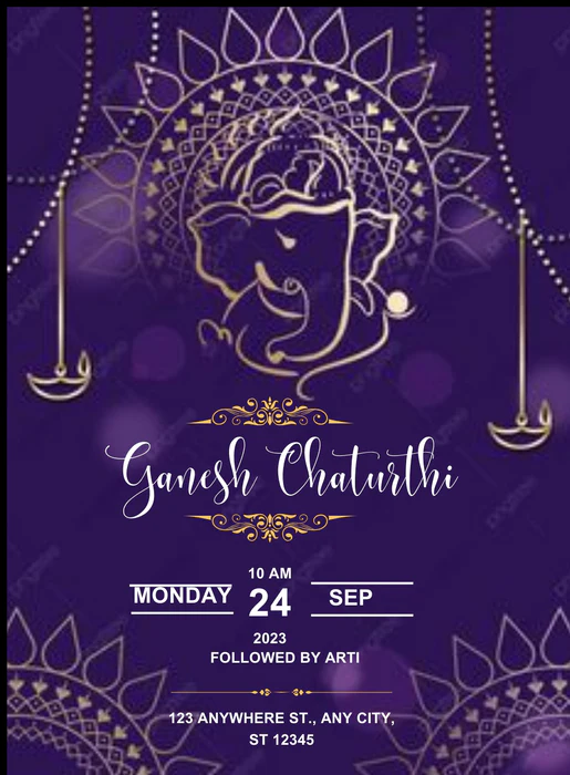 Violet Theme Ganesh Chaturthi Invitations-AAGCI005 - Image 2
