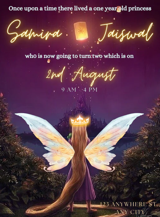 Violet Wings Princess Invitation-AAPNC007 - Image 2
