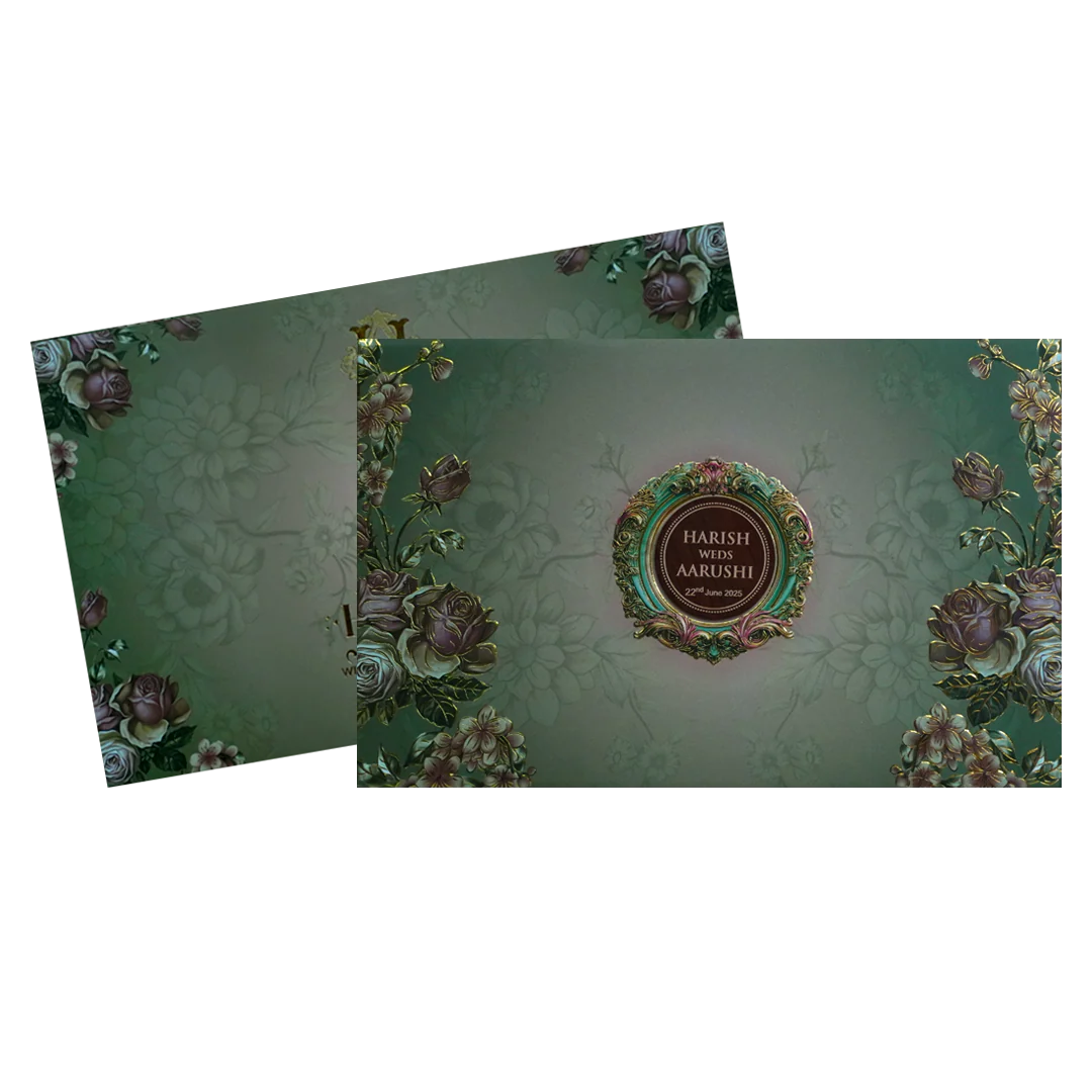 Water Green Royal Wedding Card-KVN07250 - Image 2