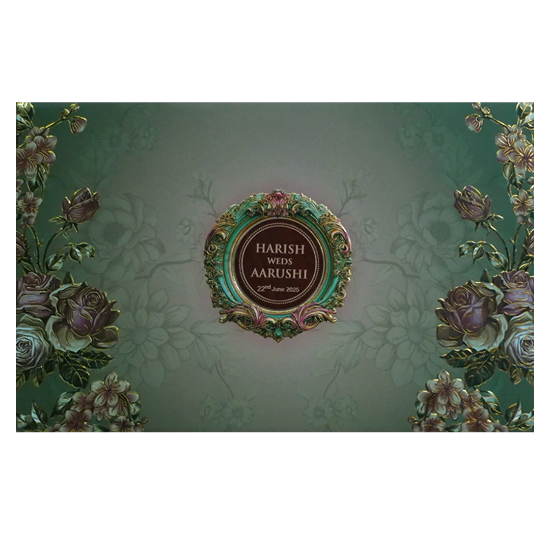 Water Green Royal Wedding Card-KVN07250 - Image 3