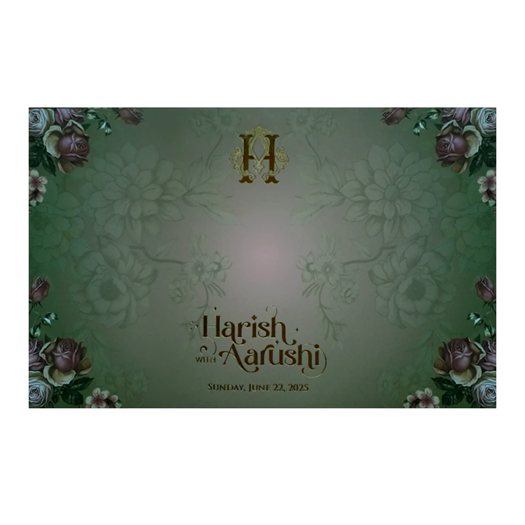Water Green Royal Wedding Card-KVN07250 - Image 4