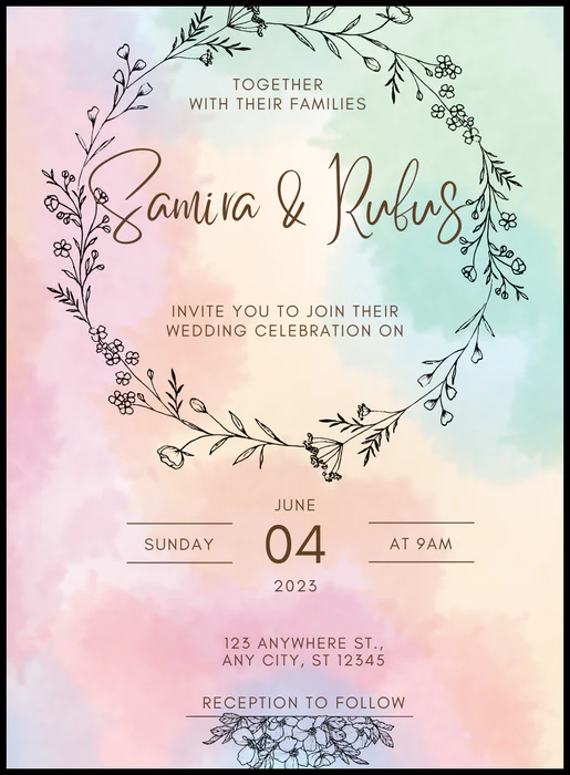 Watercolor Blush Christian Wedding Invitation-AACWI022 - Image 2