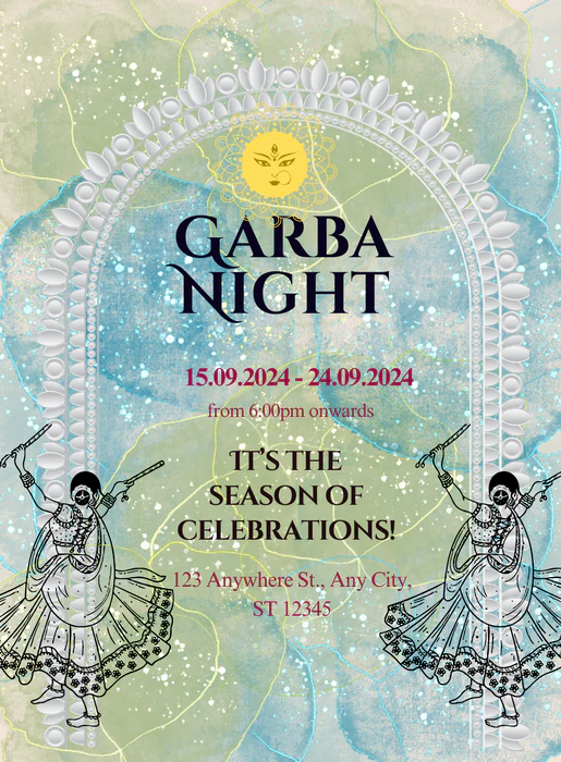 Watercolor Dance Garba Invitations-AAGAI014 - Image 2