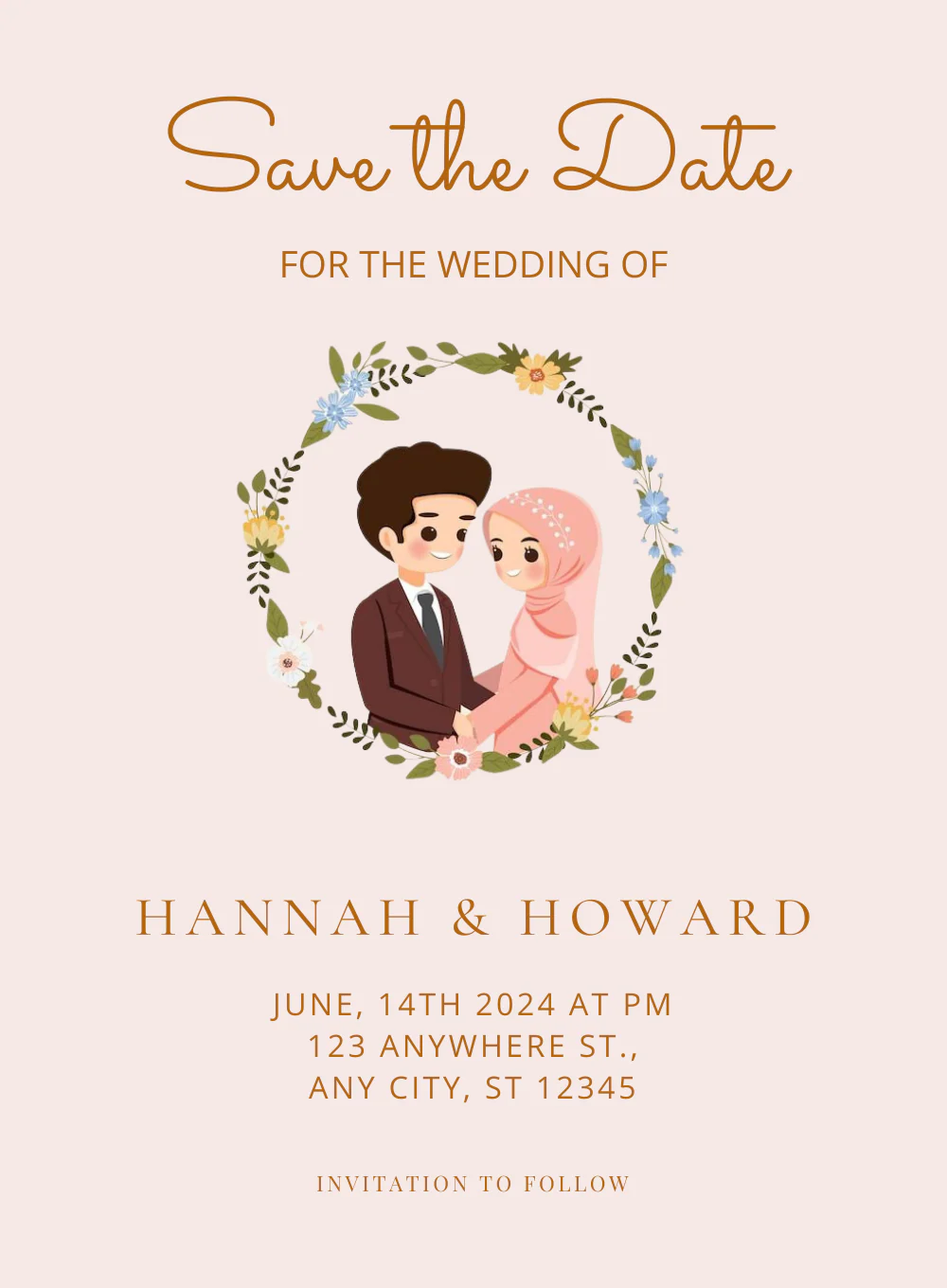Watercolor Floral Muslim Wedding Invitation-AAMWI008