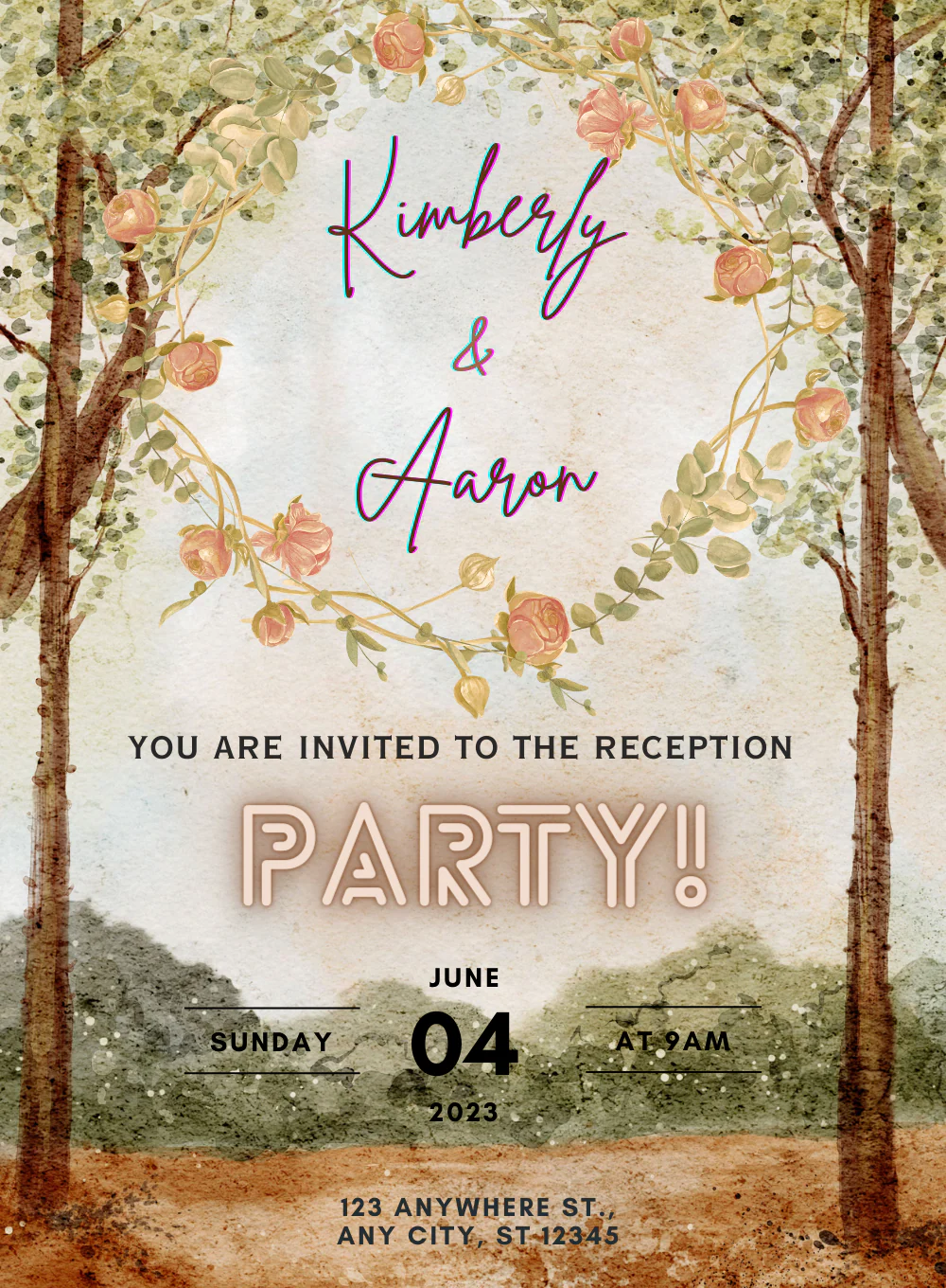 Watercolor Floral Reception Party Invitation-AARPI021