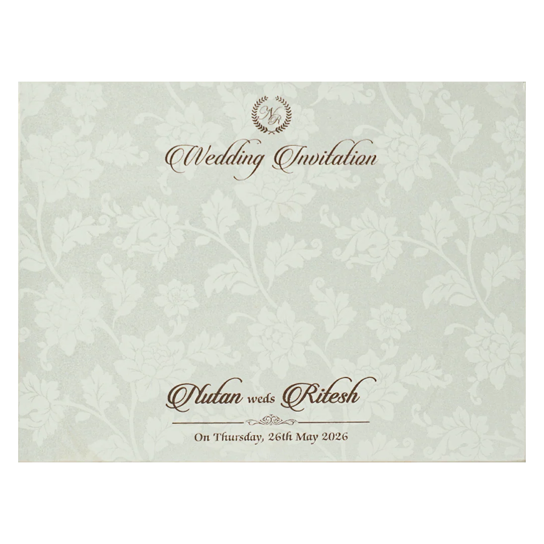 White Circle Floral Padded Wedding card-KRE28330 - Image 4