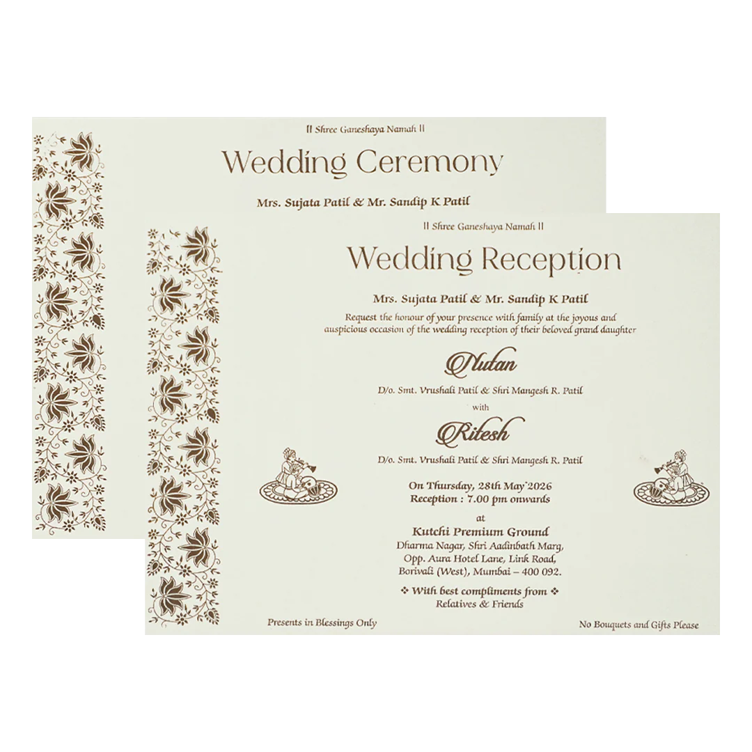 White Circle Floral Padded Wedding card-KRE28330 - Image 5