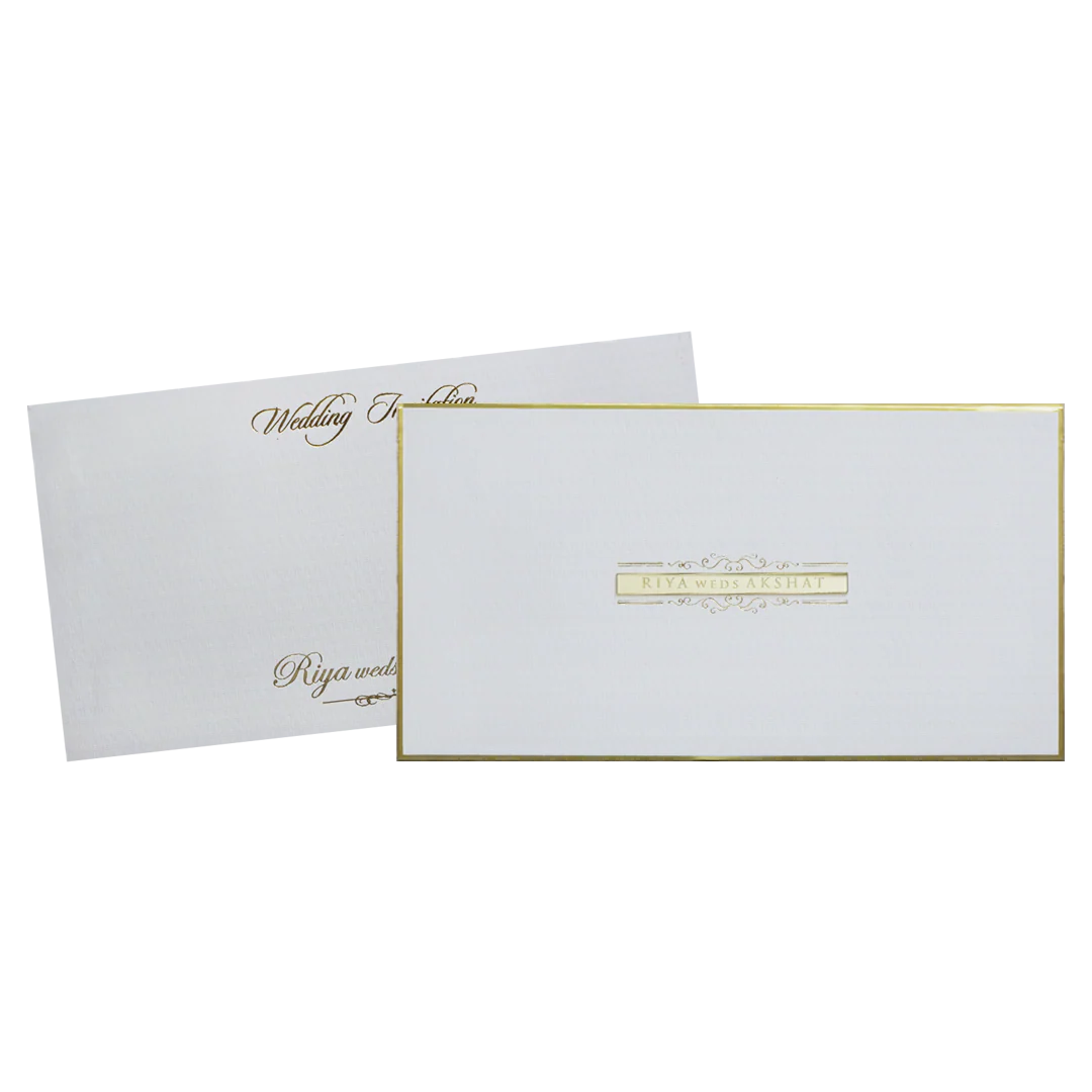 White Minimal Padded Classic Wedding Card - KMMWD1130 - Image 2