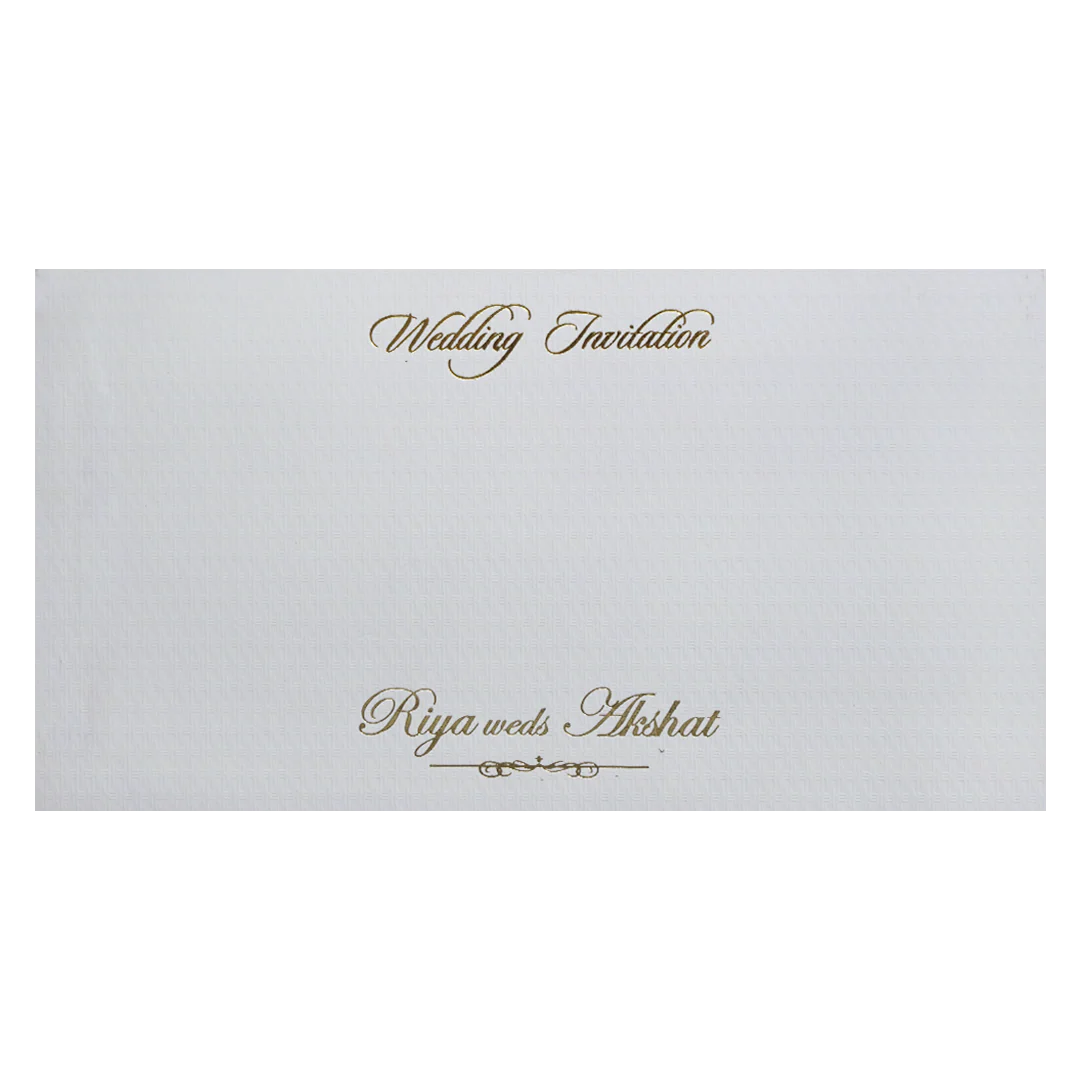 White Minimal Padded Classic Wedding Card - KMMWD1130 - Image 4