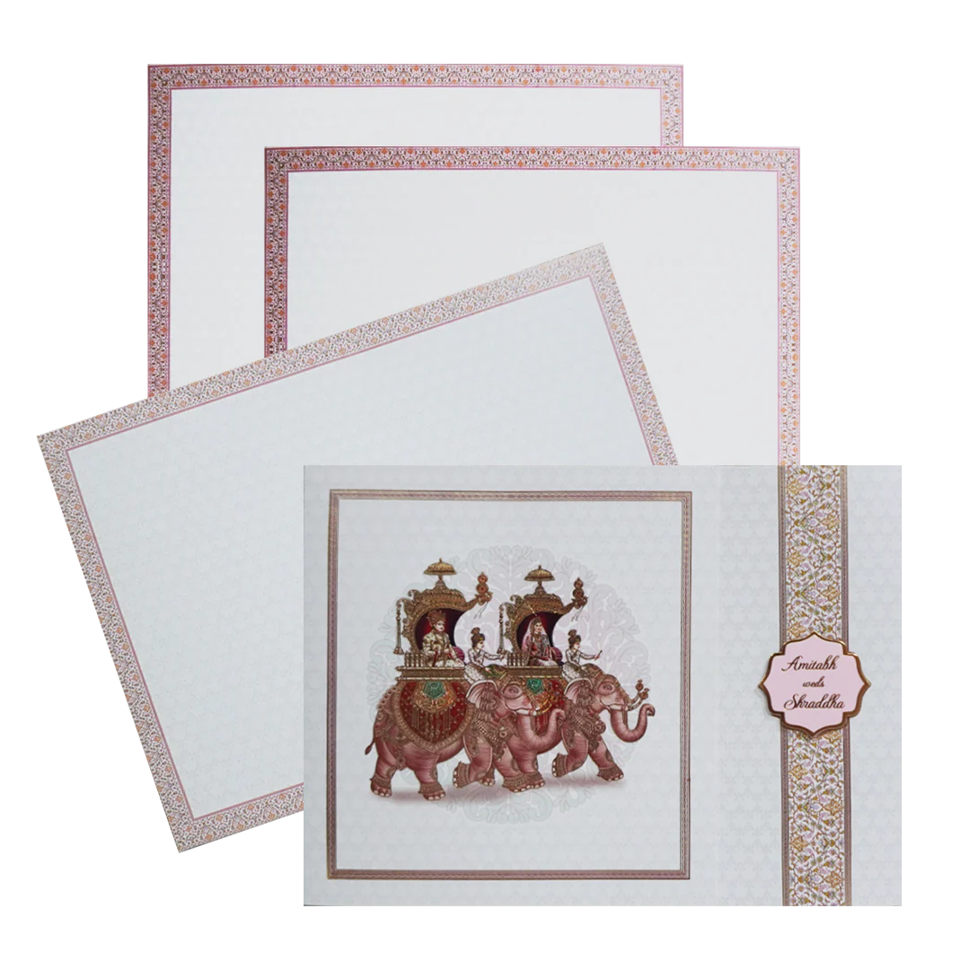 White Door Elephant Wedding Invitation-KAC05090