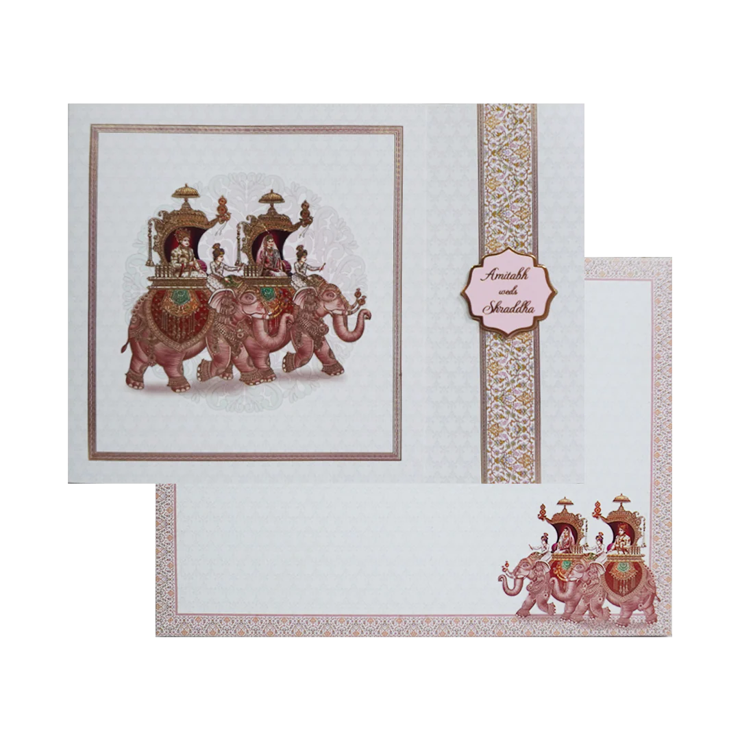 White Door Elephant Wedding Invitation-KAC05090 - Image 2